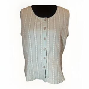 Woolrich Women’s Cotton Blouse Embroidery Floral Spring Summer Sleeveless Size M